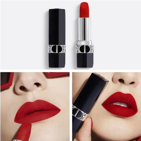 Dior Rouge Lipstick 999 Velvet Matte Perfect Red Shade Full Size, NEW - Picture 5 of 8